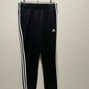 Adidas Black and White Sweatpants with Signature Stripes